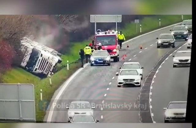 Na diaľnici sa prevrátil kamión s býkmi, môže prísť k úplnému uzatvoreniu D1 (foto)