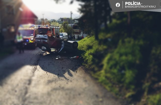 V policajnej cele skončil opitý vodič, narazil do stromu a prevrátil sa naspäť na cestu (foto)