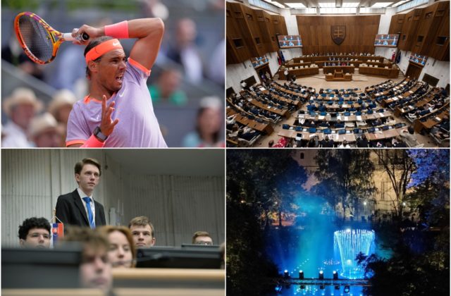Top foto dňa (29. apríl 2024): Spustenie košickej spievajúcej fontány, študentská hodina otázok v parlamente aj Nadalov zápas na madridskom turnaji