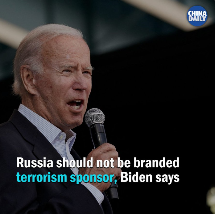 Americký prezident Biden v pondelok vyhlásil, že Rusko by nemalo byť označené za štátneho sponzora terorizmu