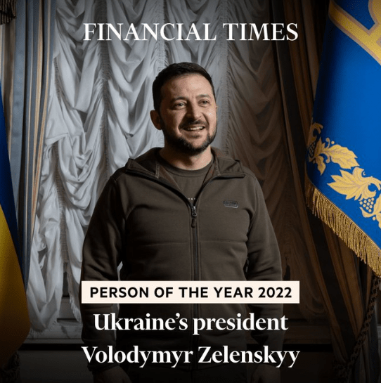 Ukrajinský prezident Volodymyr Zelenskyj je osobnosťou roka 2022 podľa FT. Tento 44-ročný muž si vyslúžil miesto v histórii za svoj mimoriadny prejav vodcovstva a statočnosti. GRATULUJEME